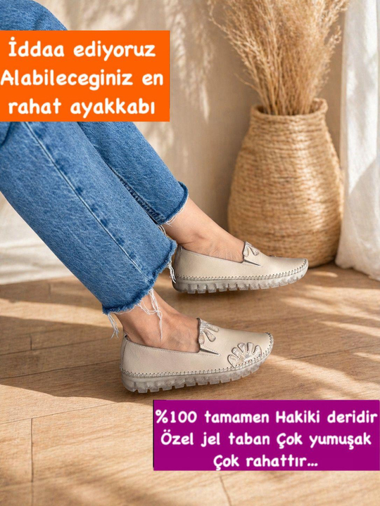 Buğra erol Hakiki Deri jel taban ayakkabı krem alino