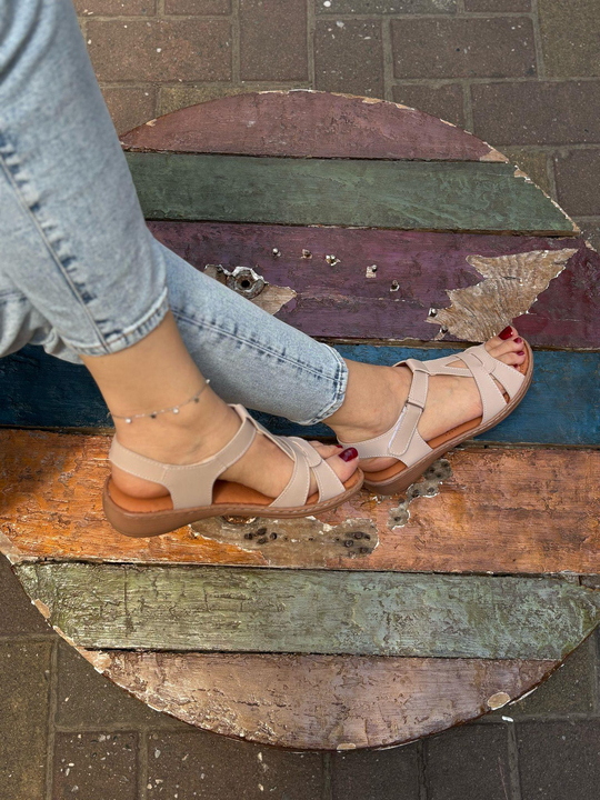 Buğra erol İçi Hakiki Deri slikon yumuşak tabanlı sandelet narcissus kremd -5647