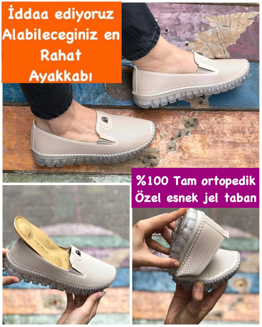 Buğra Erol Ortopedik Jel Taban  Ayakkabı (KREM) veno-145