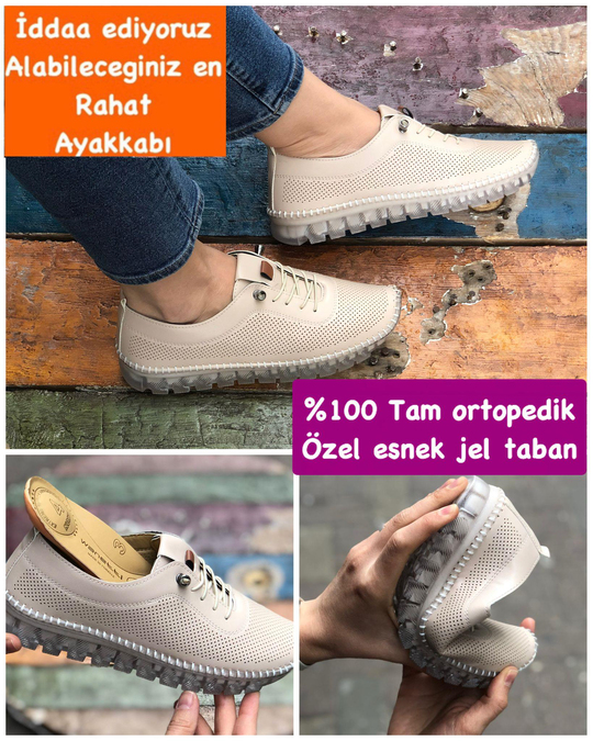 Buğra Erol Ortopedik Jel Taban  Ayakkabı (KREM) burdo-2886