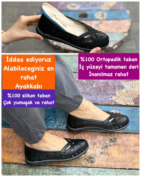 Buğra Erol Ortopedik Tabanlıklı Ayakkabı panama siyah -3489