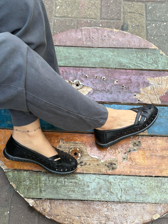 Buğra Erol Ortopedik Tabanlıklı Ayakkabı panama siyah -3489