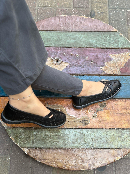 Buğra Erol Ortopedik Tabanlıklı Ayakkabı panama siyah -3489