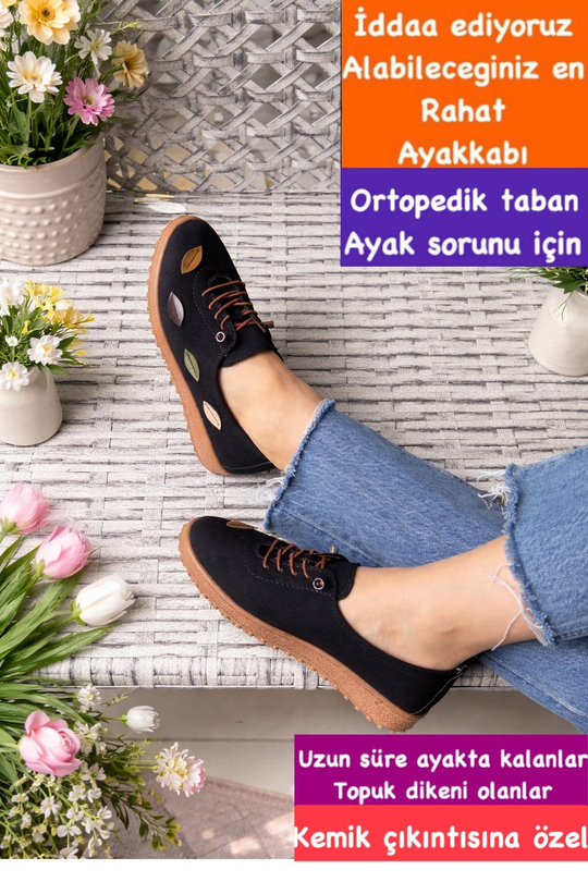 Buğra Erol Ortopedik Tabanlıklı Ayakkabı Flowen siyah mat deri