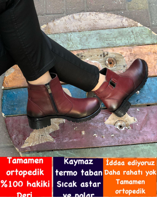Buğra erol Ortopedik Tabanlıklı Hakiki Deri Bot sima-5693