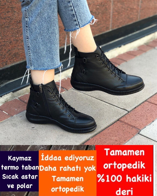 Buğra erol Ortopedik Tabanlıklı Hakiki Deri Bot HMN
