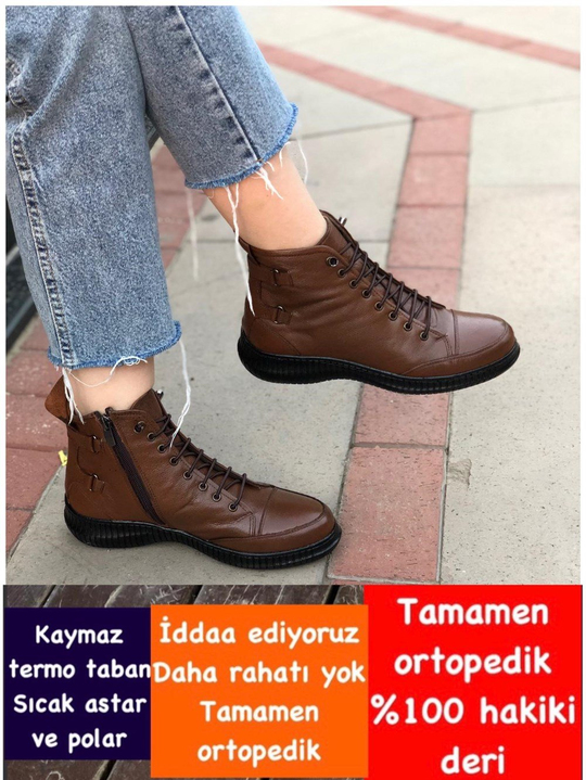Buğra erol Ortopedik Tabanlıklı Hakiki Deri Bot HMN