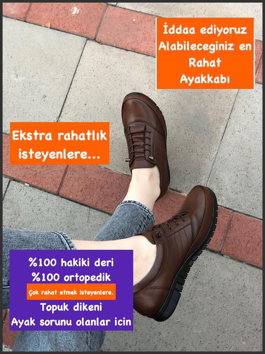 Buğra erol Ortopedik Tabanlıklı Hakiki Deri Ayakkabı mias tan