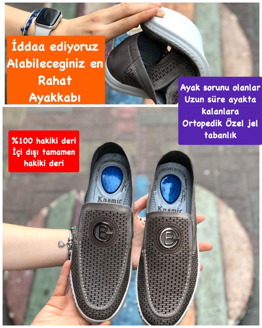 Buğra erol Ortopedik Tabanlıklı Hakiki Deri Günlük Ayakkabı