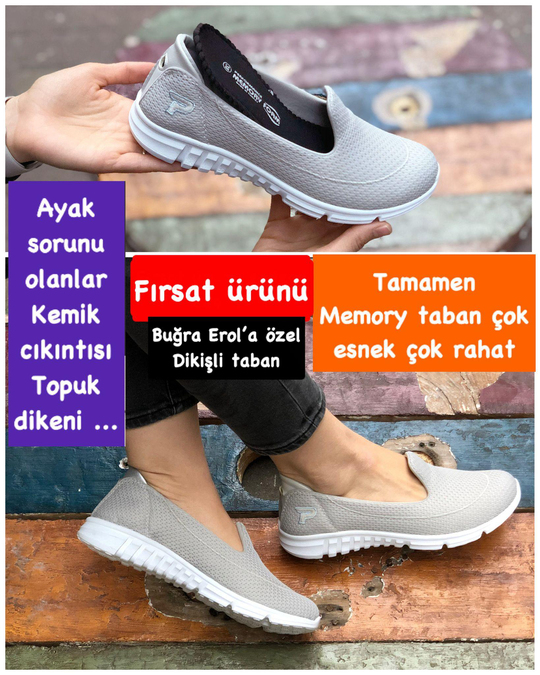 Buğra erol Özel Hafif spor babet ayakkabı gogo grey-1051