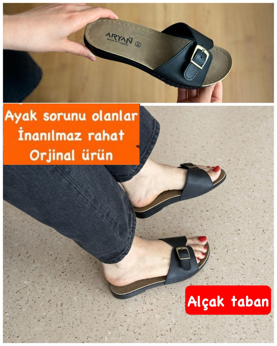 buğra erol özel taban anatomik terlik siyah keday