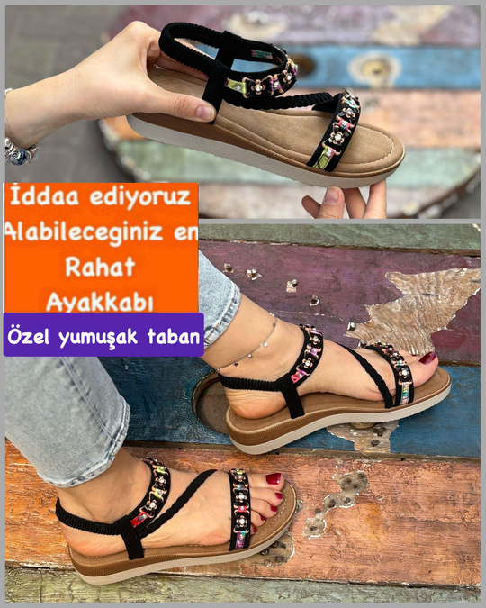 Buğra erol özel tabanlı sandalet ony siyah -92566
