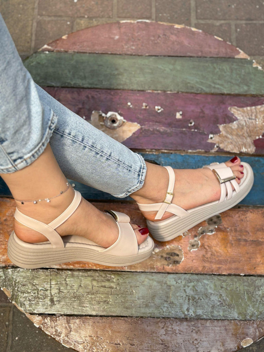 Buğra erol özel tabanlı sandalet tokra krem-9234