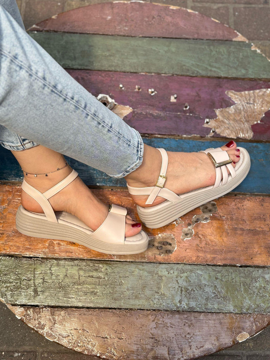 Buğra erol özel tabanlı sandalet tokra krem-9234
