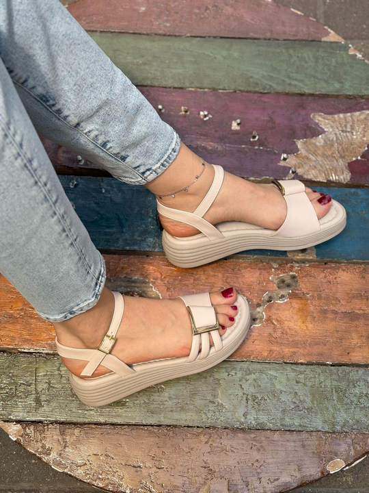 Buğra erol özel tabanlı sandalet tokra krem-9234