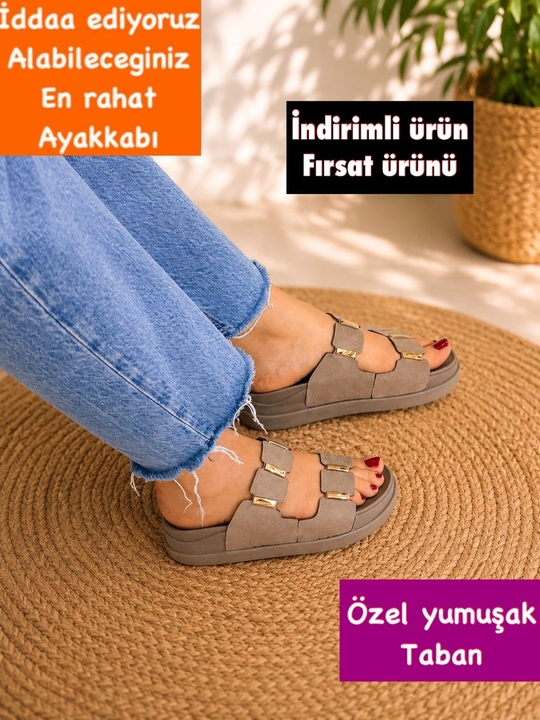 Buğra erol yumuşak tabanlı terlik vizon multi