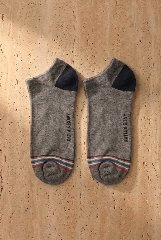 3 lü Paket Retro Erkek Patik Çorap Beyaz/Lacivert/GREY