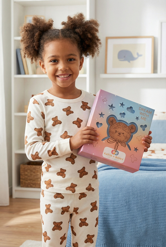 Çocuk Teddy Desenli Kutulu Pijama Takımı