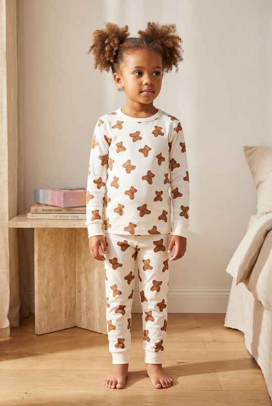 Çocuk Teddy Desenli Kutulu Pijama Takımı