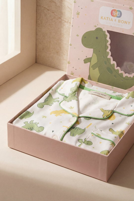 Erkek Çocuk Dinozor Desenli Kutulu Pijama Takımı