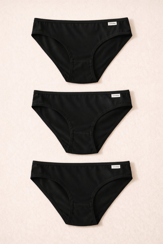 Kadın 3lü Basic Slip Külot Siyah