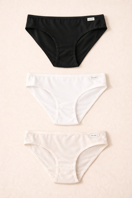 Kadın 3lü Basic Slip Külot Siyah/Beyaz/Nude
