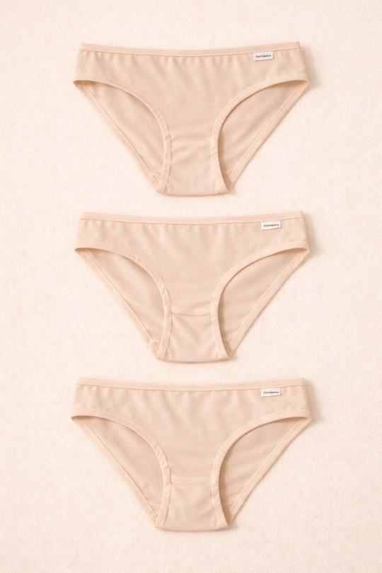 Kadın 3'lü Basic Slip Külot Ten