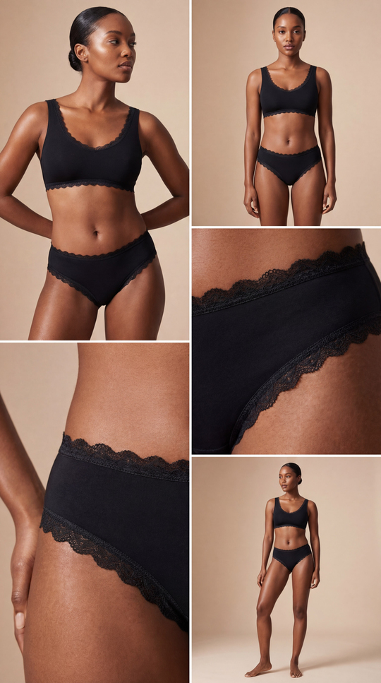 Kadın 3lü Dantelli Basic Slip Külot Siyah