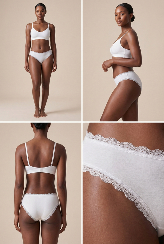 Kadın 3lü Dantelli Basic Slip Külot Siyah/Beyaz/Nude
