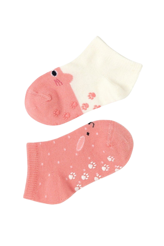 Kız Bebek Hayvan Desenli 2li Step Çorap
