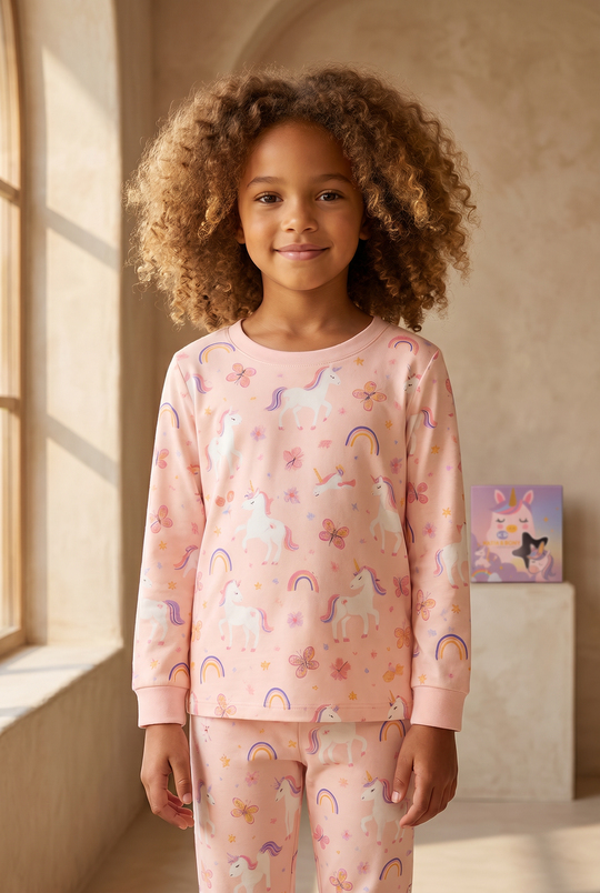 Kız Çocuk Unicorn Desenli Kutulu Pijama Takımı