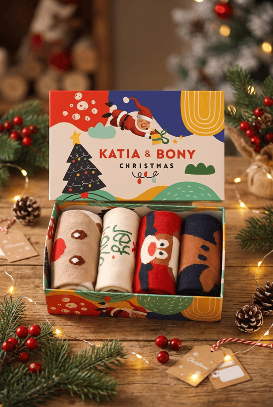Unisex 4lü Paket Yılbaşı Kutulu Soket Çorap