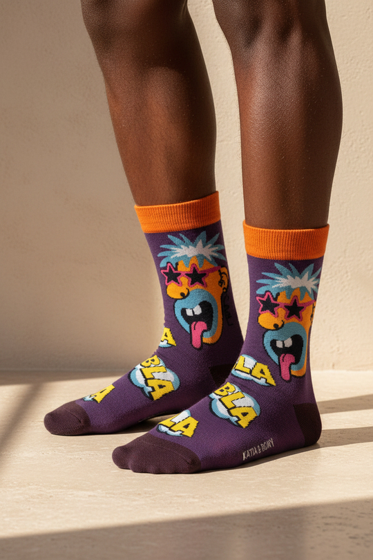 Unisex Pop Art Desenli Soket Çorap