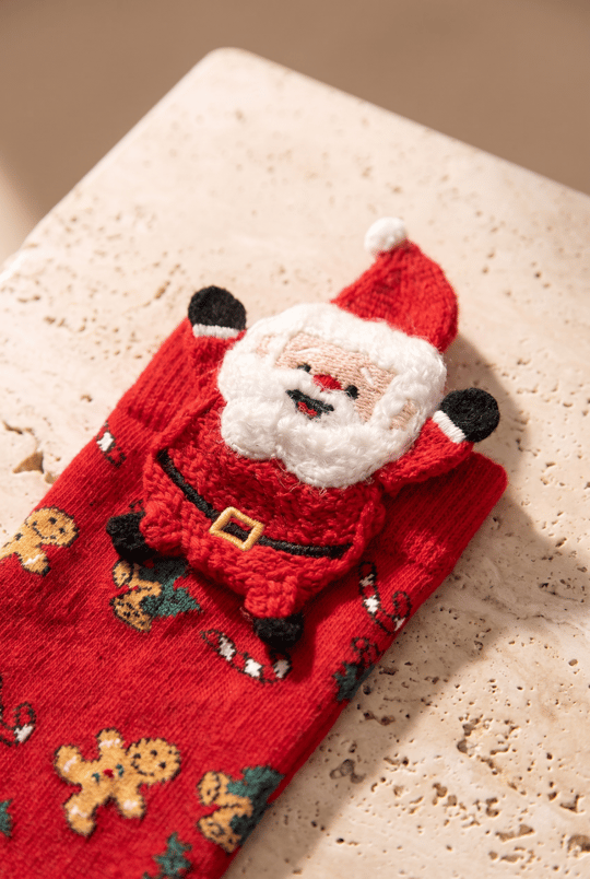 Unisex Yılbaşı Temalı Kutulu Noel Baba Aksesuarlı Soket Yılbaşı Çorabı