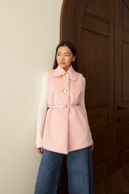 Gold Düğmeli Goldfox Yelek - PEMBE