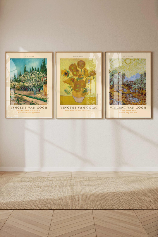 3 Parça Van Gogh Güney Fransa Manzaraları Seti Çerçeveli Renk Seçenekli