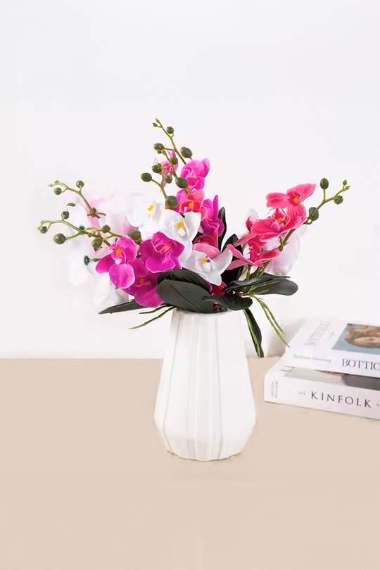 4 Başlı Yapay Orkide (Phalaenopsis) Demeti - 14.5 cm Boy
