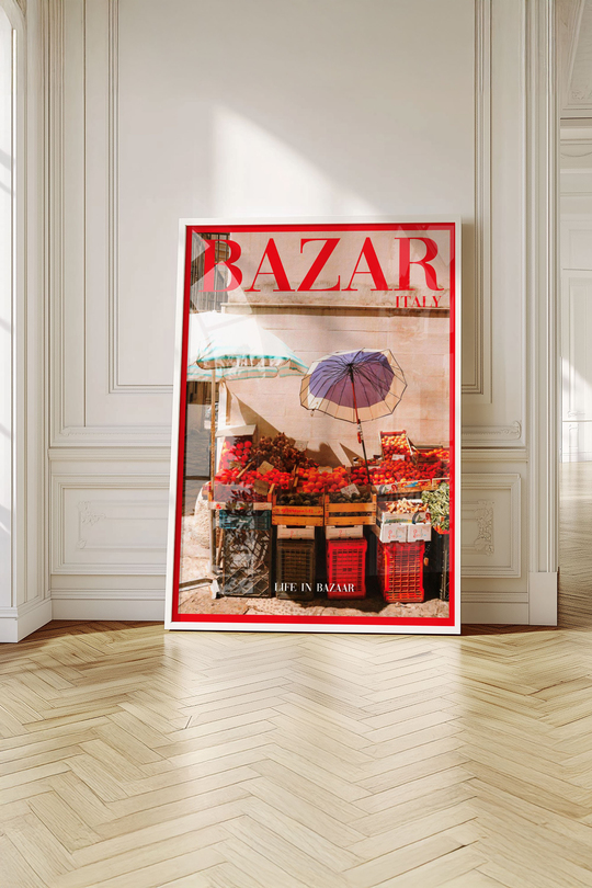 Dopamine Decor Bazar Italy Dergi Kapağı - Beyaz Çerçeveli Vintage İtalya Posteri
