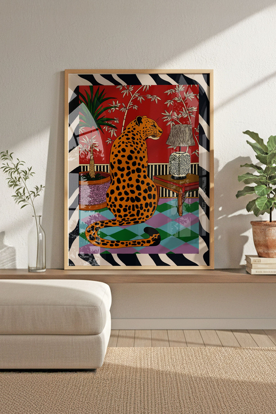 Dopamine Decor Leopar Tablo - Ahşap Çerçeveli Maksimalist Poster