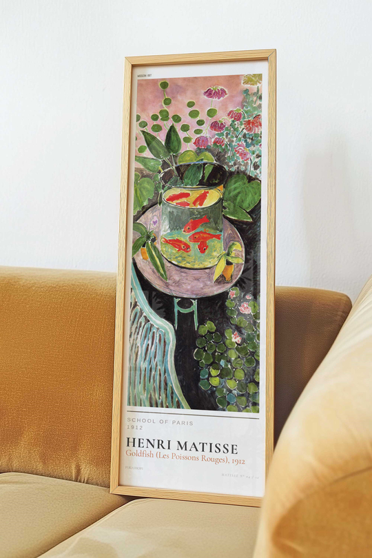 Henri Matisse Kırmızı Balıklar Tablosu – Modern Klasik Dikey Sanat Posteri – Ahşap Çerçeveli