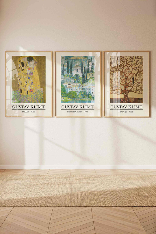 Klimt'in Altın Çağı: 3 Başyapıt Galeri Duvarı Seti Çerçeveli Renk Seçenekli