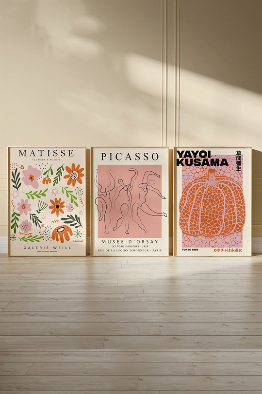 Matisse Picasso Kusama 3'lü Tablo, Poster Seti - Çerçevesiz