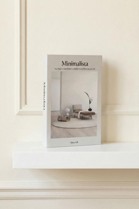Minimalist Gri Dekoratif Kitap Kutu - 'Minimalista' Yazılı Modern İskandinav Saklama Kutusu - Salon Dekoru