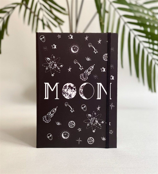 Moon Tasarımlı Lastikli Defter