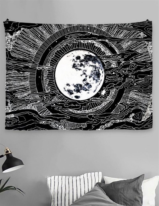 Siyah Beyaz Dolunay Duvar Halısı 70x90 cm