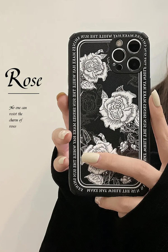 Siyah Beyaz Gül Iphone 13 Telefon Kılıfı 