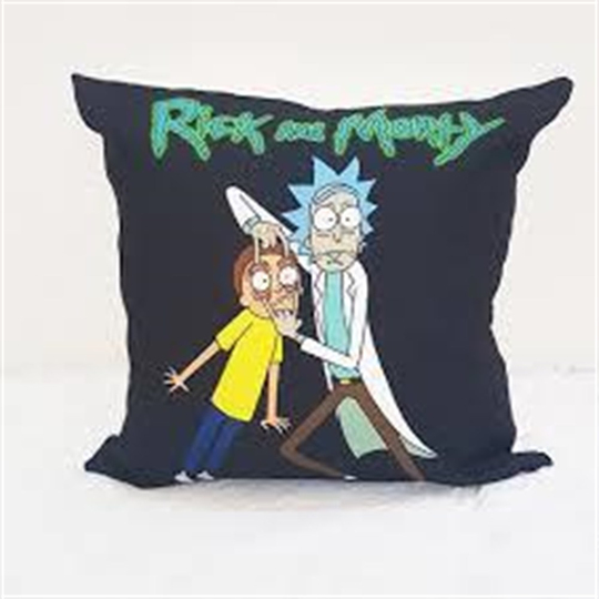 Siyah Rick And Morty Yastık
