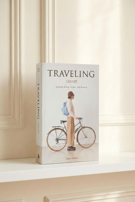 Traveling Light Seyahat Temalı Dekoratif Kitap Kutu - Sahil ve Bisiklet Manzaralı Gizli Saklama Kutusu - Gezgin Serisi