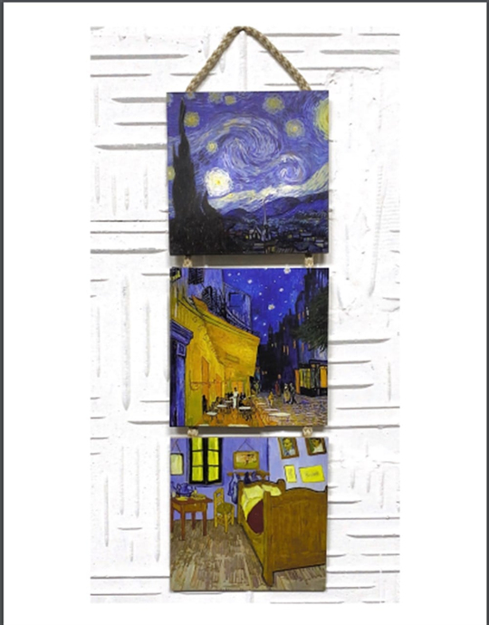 Van Gogh Yıldızlı Gece Ahşap Tablo Seti