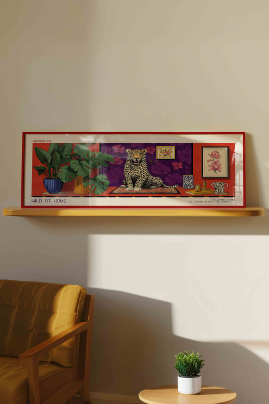 Wild at Home Leopar Maksimalist Panoramik Çerçeveli Tablo